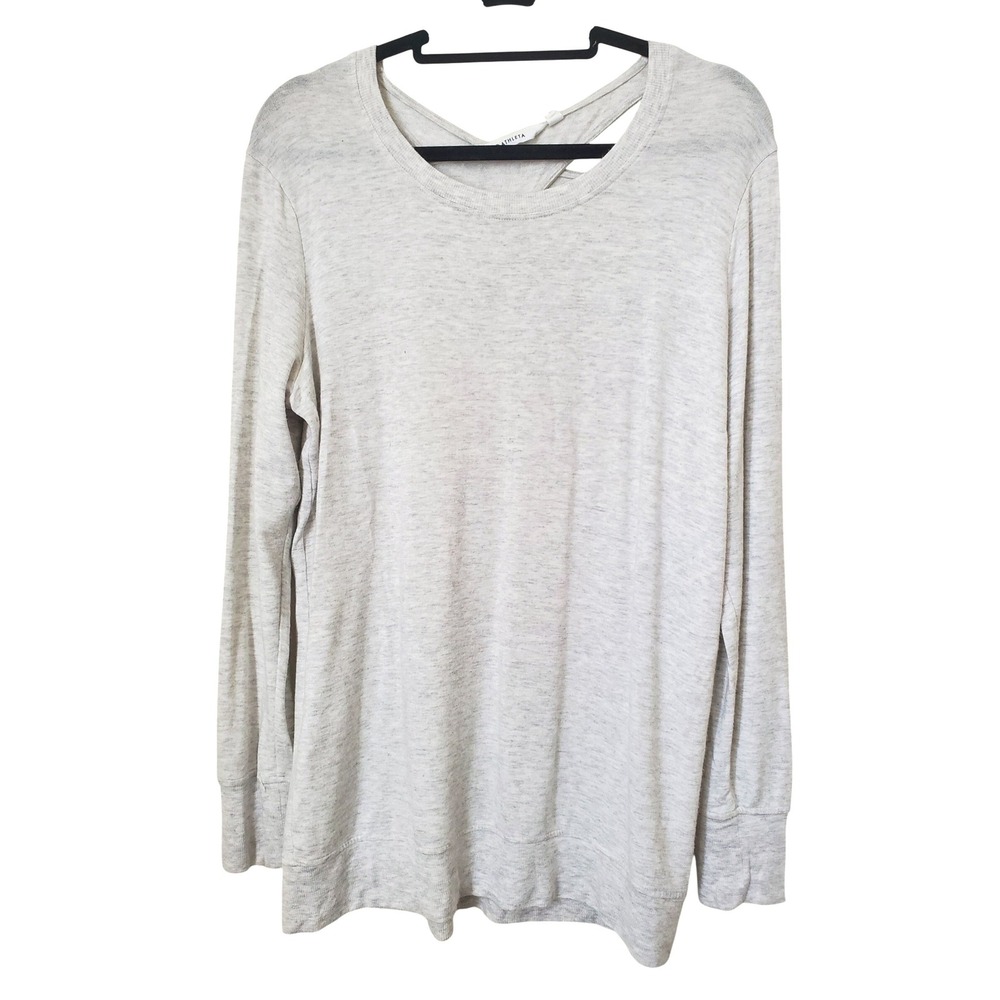 Athleta M Criss Cross Open Back Top Womens Light Gray Heather